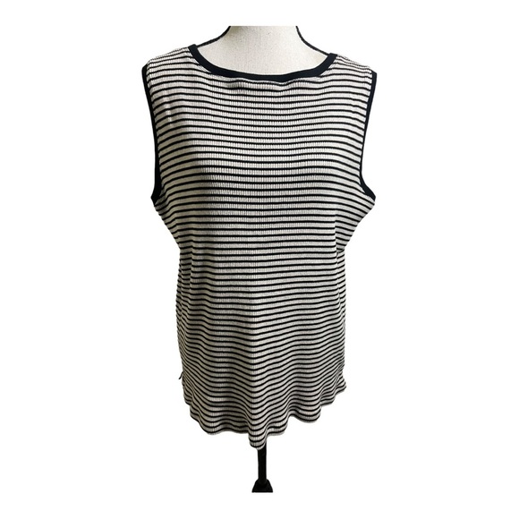 Lauren Ralph Lauren Womens striped sleeveless top. Plus size 3X. Cotton. - Picture 7 of 8